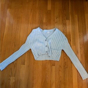 Light Blue Cropped Cardigan Sweater